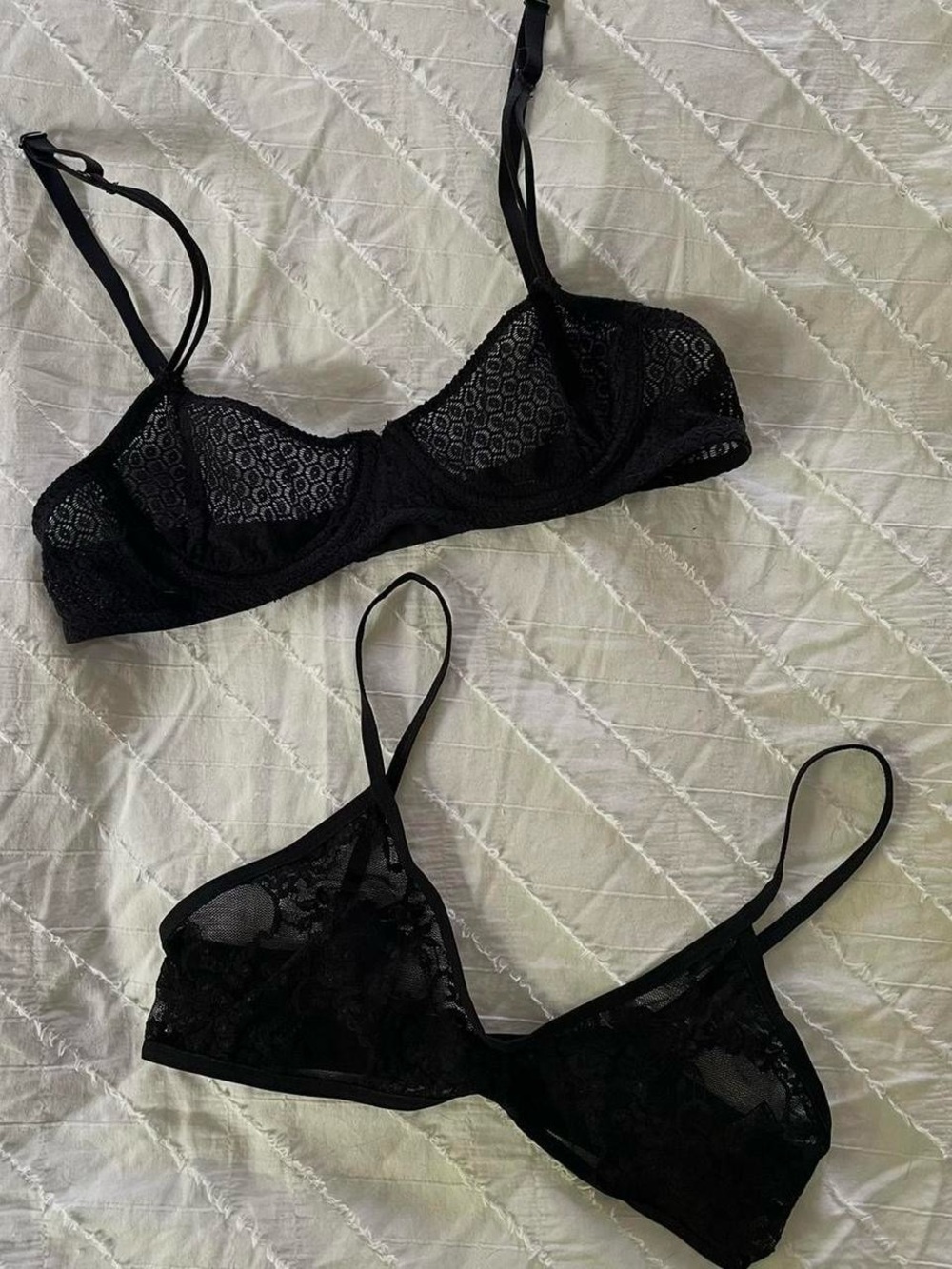 🖤 VINTAGE AMERICAN APPAREL • OG AA Sheer Lace Bra Bundle / Archive Lingerie Set